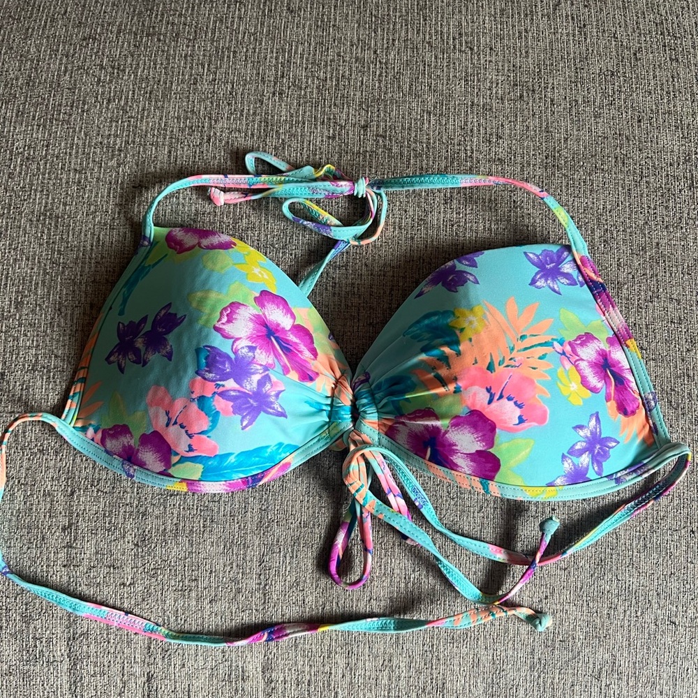 Floral Bikini Top with Multicolor Design